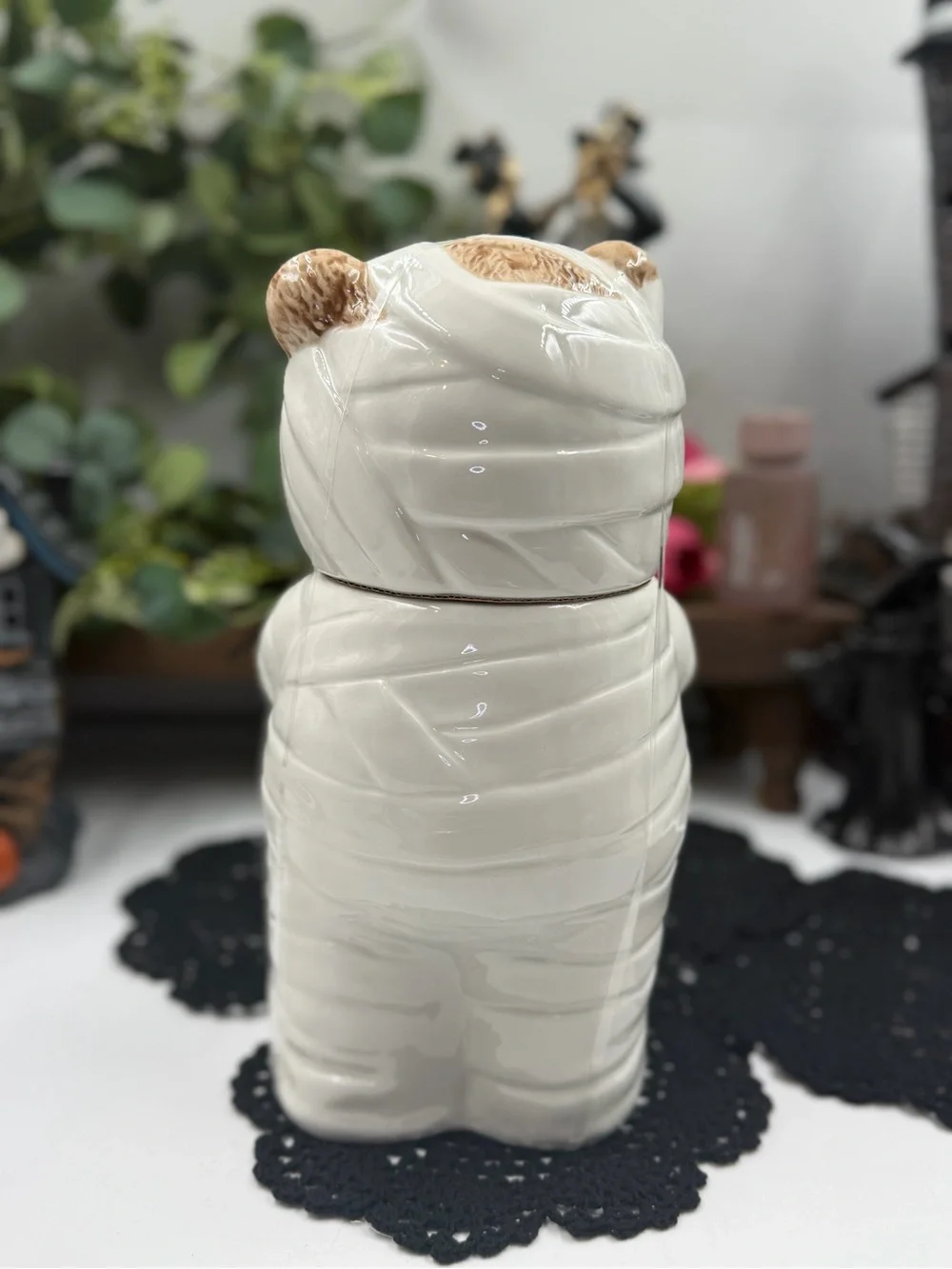 Creepy Critters Mummy Teddy Bear Halloween Cookie Jar Pumpkin Viral NWT